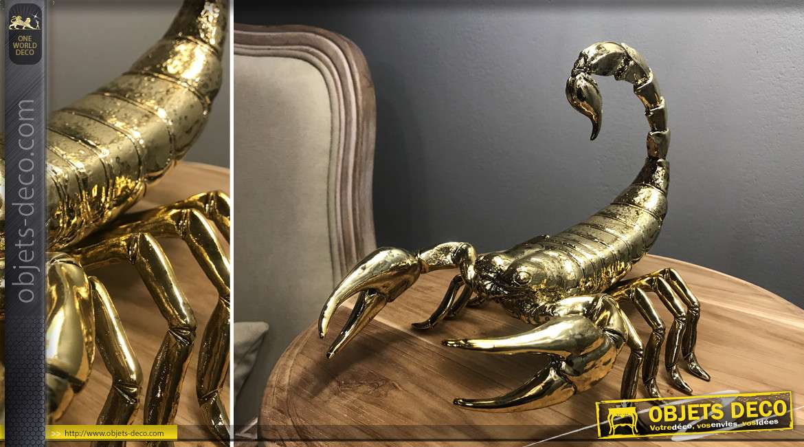 Représentation d'un scorpion doré brillant, esprit signes du zodiaque, 24cm