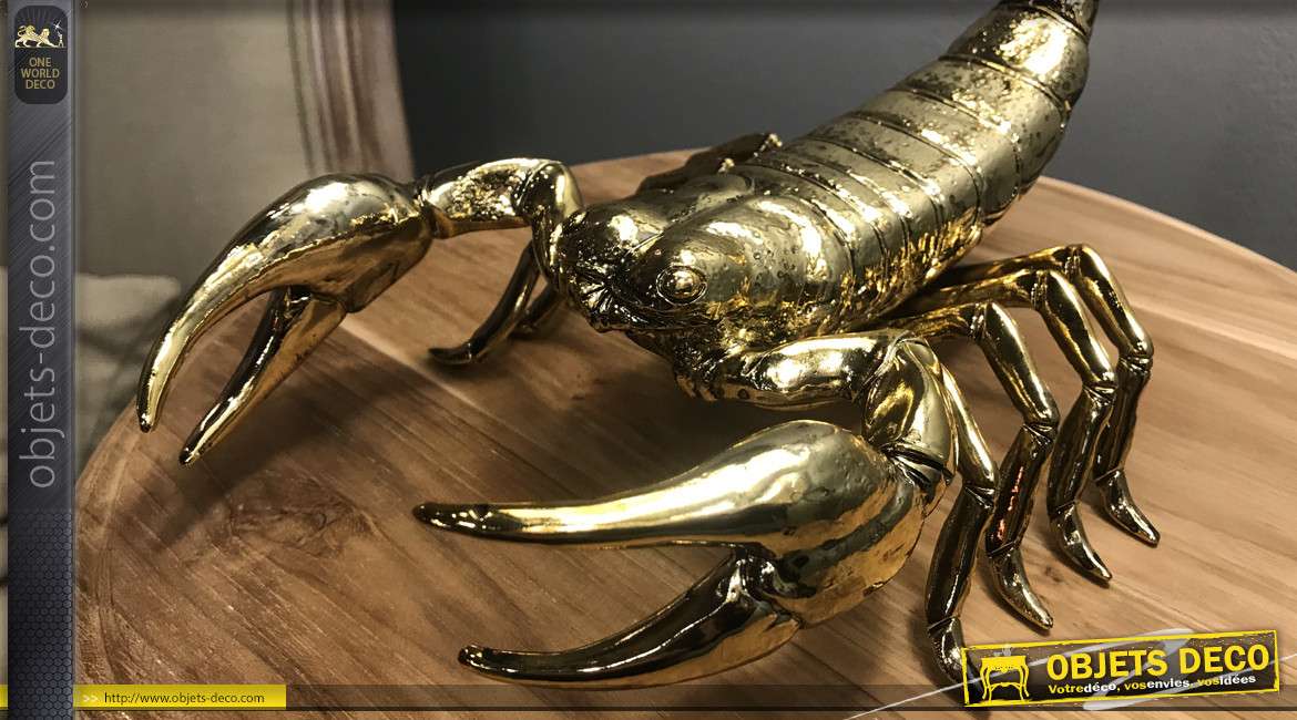Représentation d'un scorpion doré brillant, esprit signes du zodiaque, 24cm