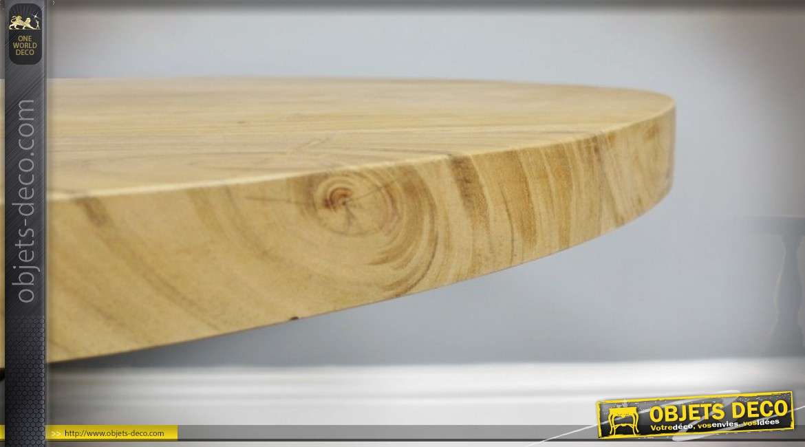 Table basse ovale rustique en métal et bois massif 120 x 80 cm