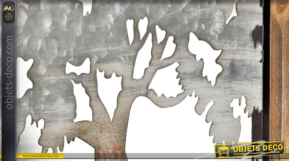 Duo de décorations murales en bois et métal : bosquets d'arbres 116 cm