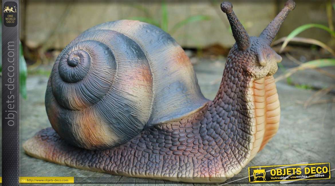 Statuette décorative animalière : escargot  en résine 18 cm