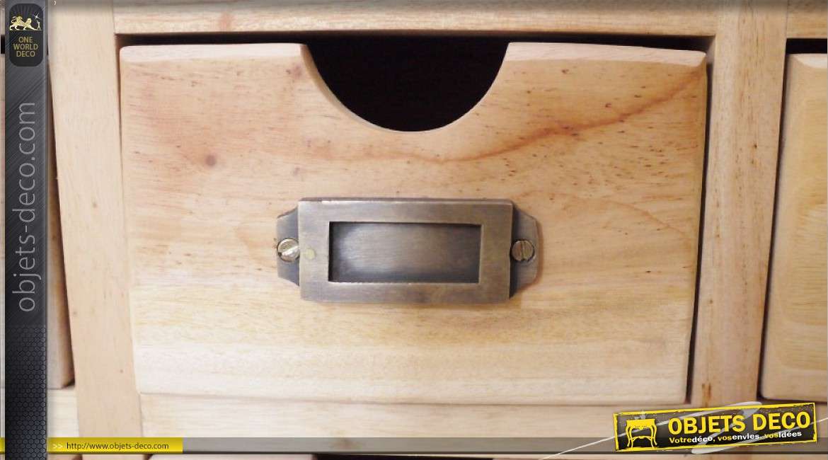 Petit meuble industriel à tiroirs finition bois naturel 60 x 50 cm
