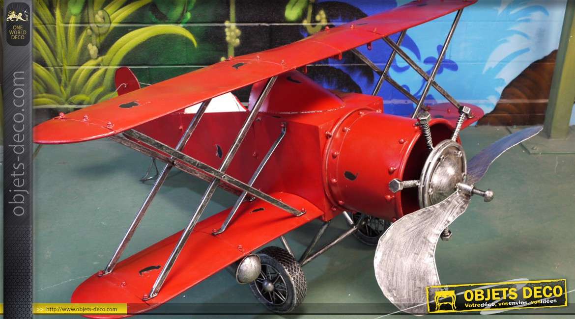 Série de 3 reproductions d'anciens avions biplans, en métal