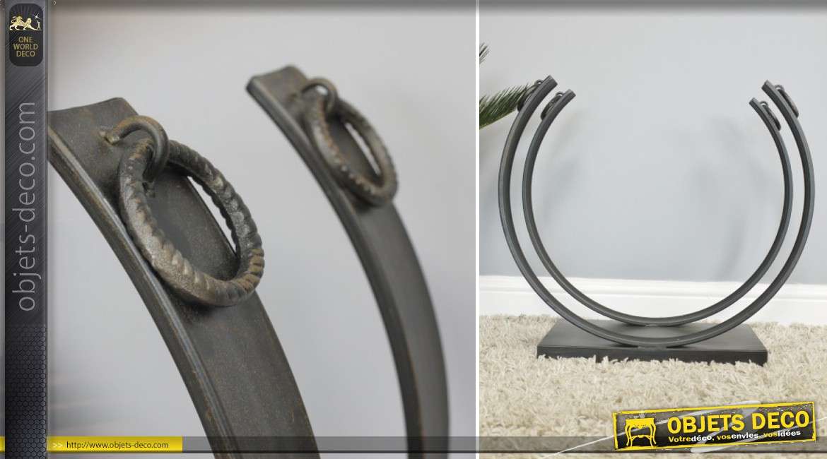 Rack à bûches en métal et fer forgé de style contemporain forme semi-circulaire
