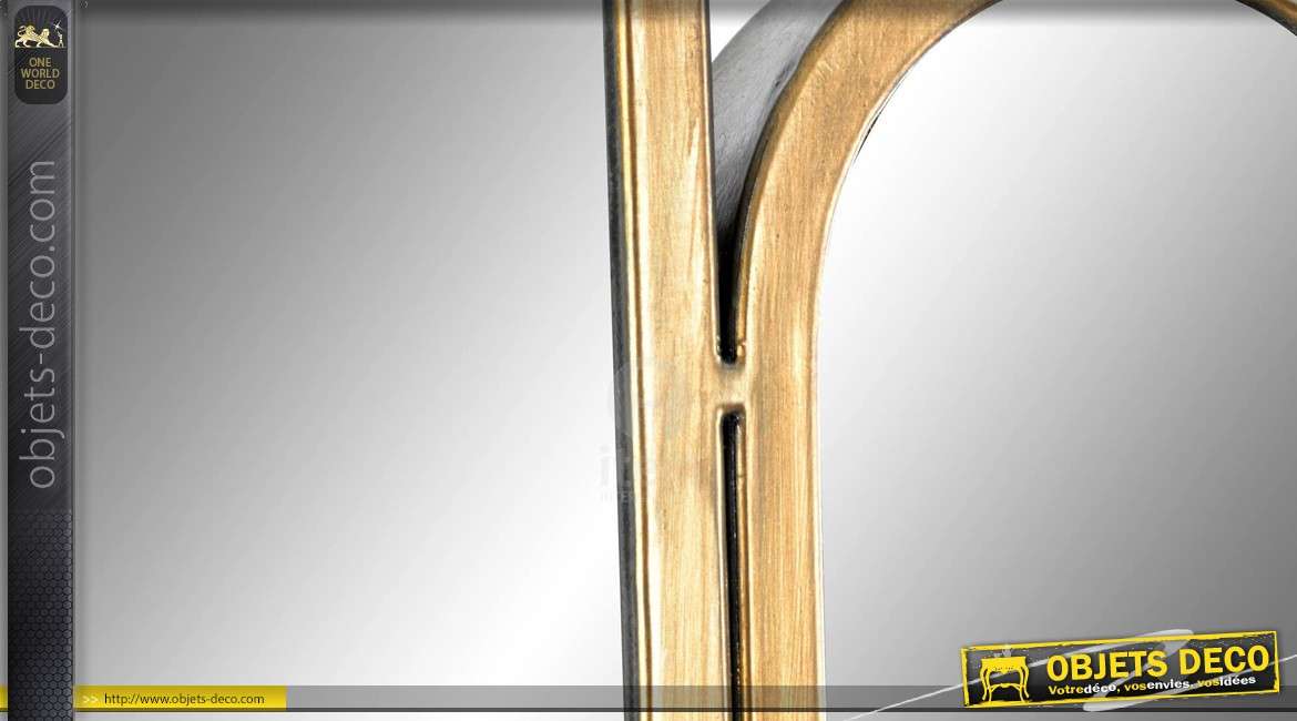 Miroir design métal doré vieilli effet graphique multimiroirs en relief 90 cm