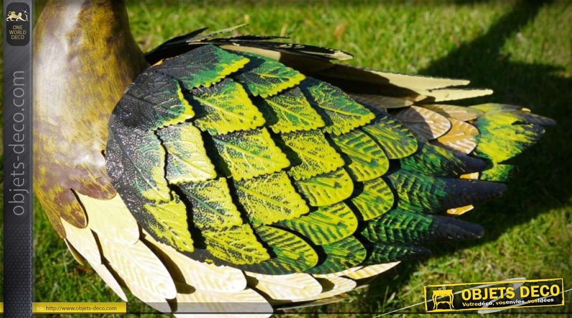 Animal décoratif en métal : grand canard colvert 41 cm