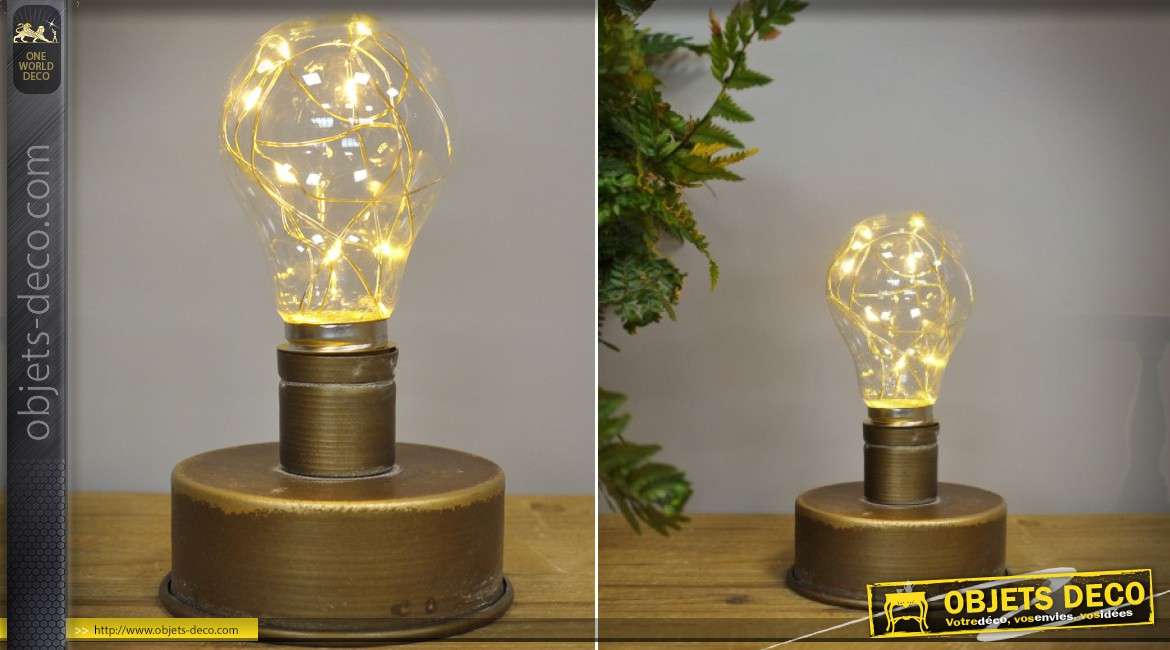 opladen wanhoop Andere plaatsen Petite lampe à poser de style rétro et industriel avec éclairage LED 15 cm