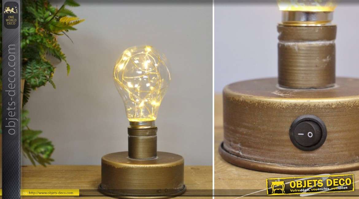 Petite lampe à poser de style rétro et industriel avec éclairage