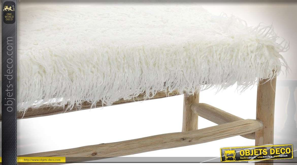 Bout de lit en bois de chêne et poils doux en polyester 110cm de long