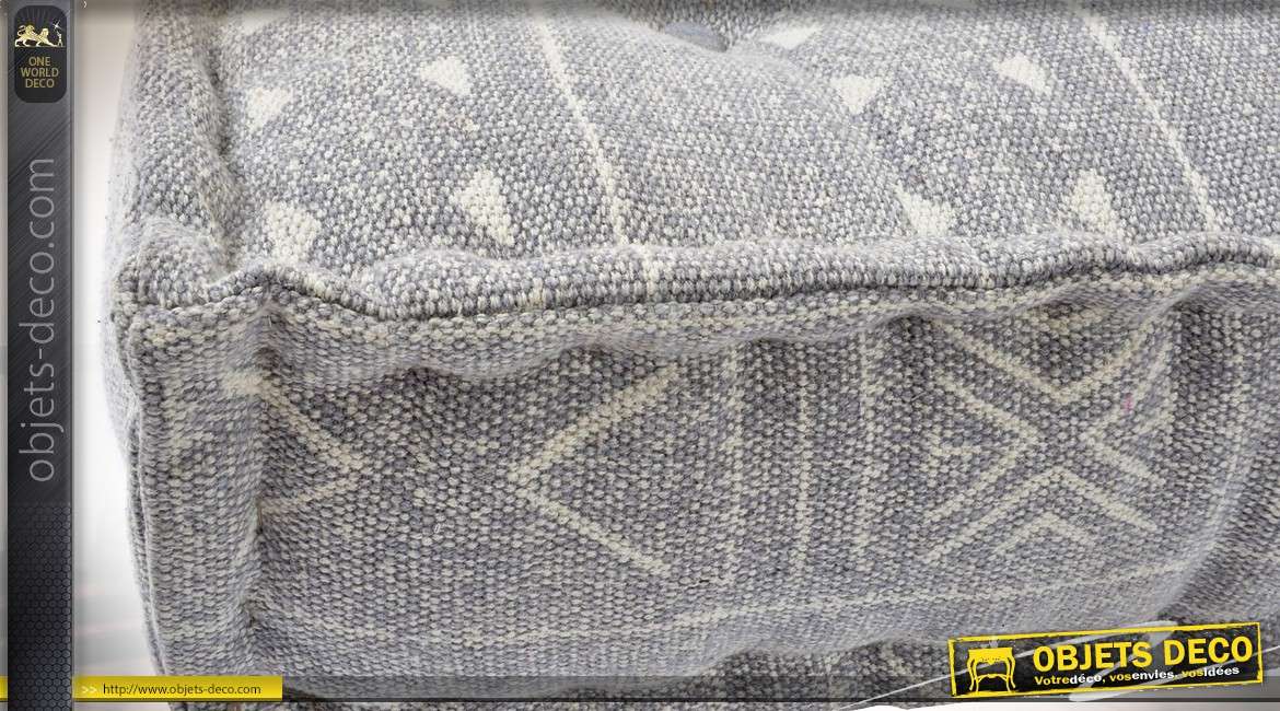 Canapé ras de sol en tissu coloris gris clair style boho 80 cm