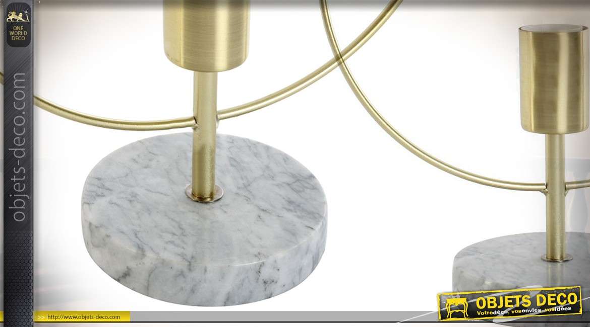 Lampe design circulaire collection Precious lamps en métal et marbre 38 cm