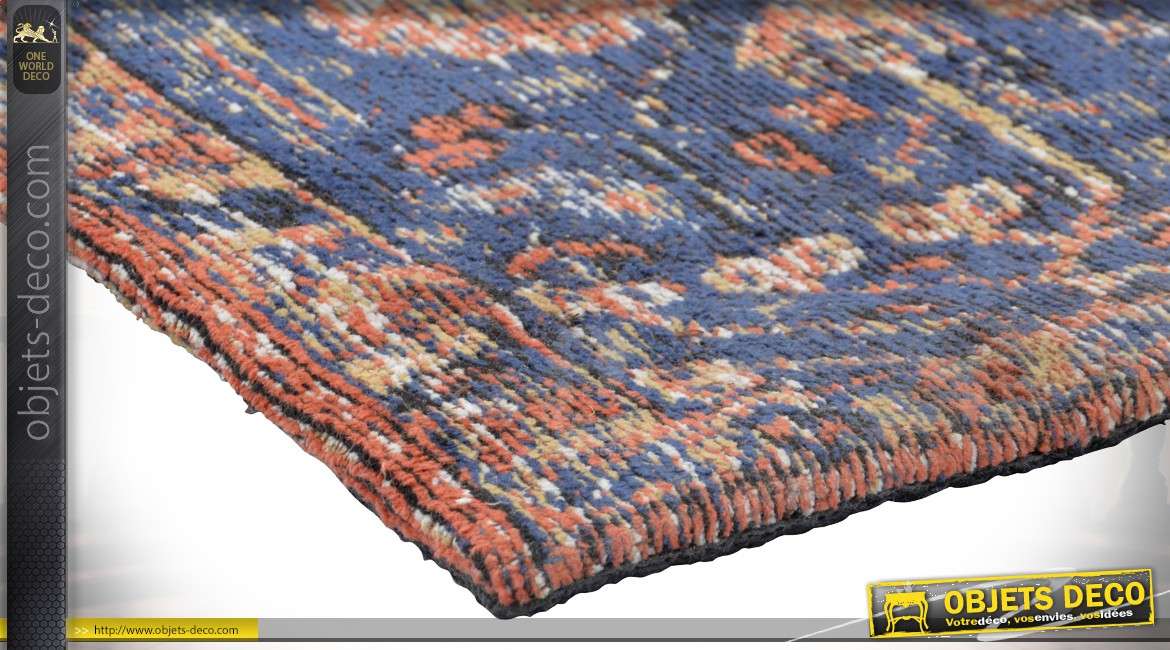 Grand tapis en coton 290 x 200 cm style kilim motifs tribaux
