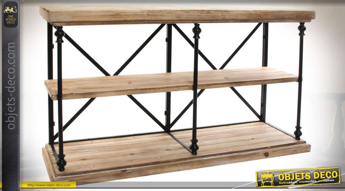 Table de drapier en bois et métal de style rustique et rétro 137 cm