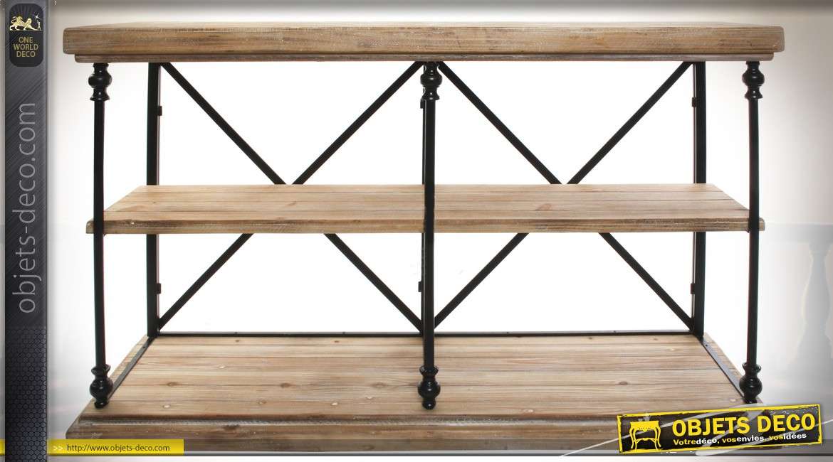 Table de drapier en bois et métal de style rustique et rétro 137 cm