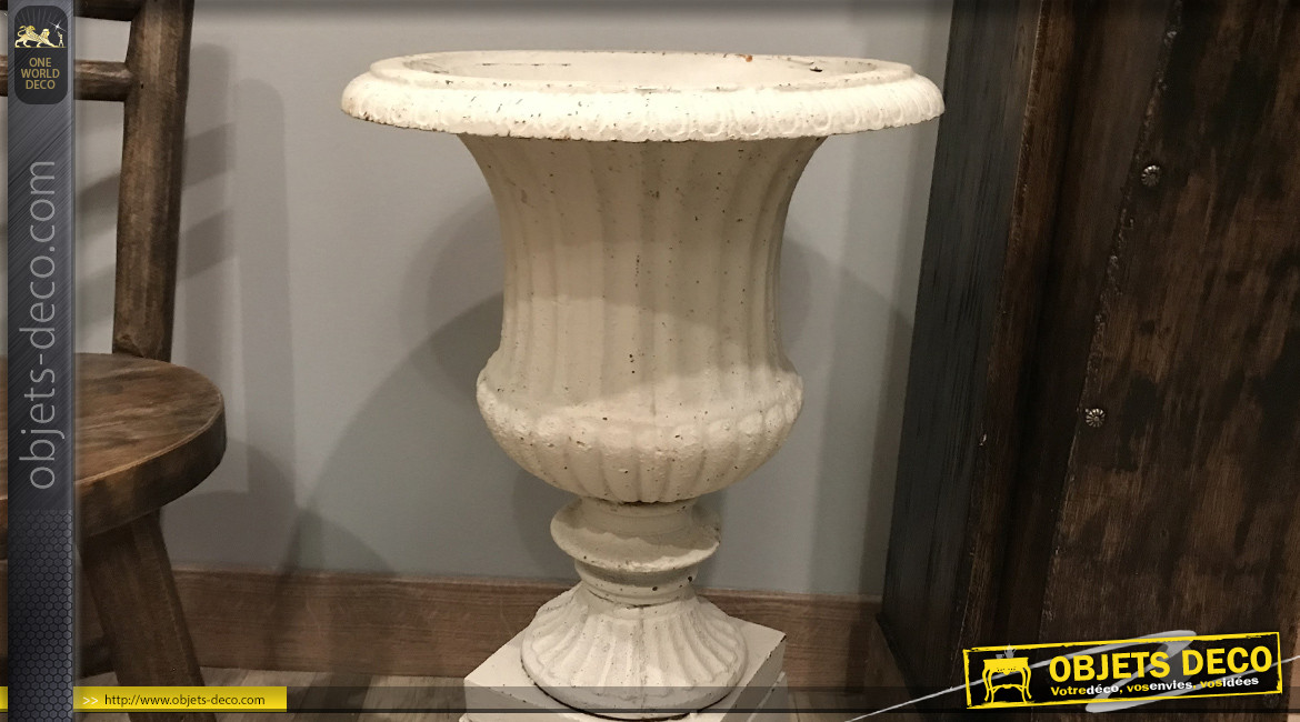 Vase Médicis finition blanc antique 50 cm