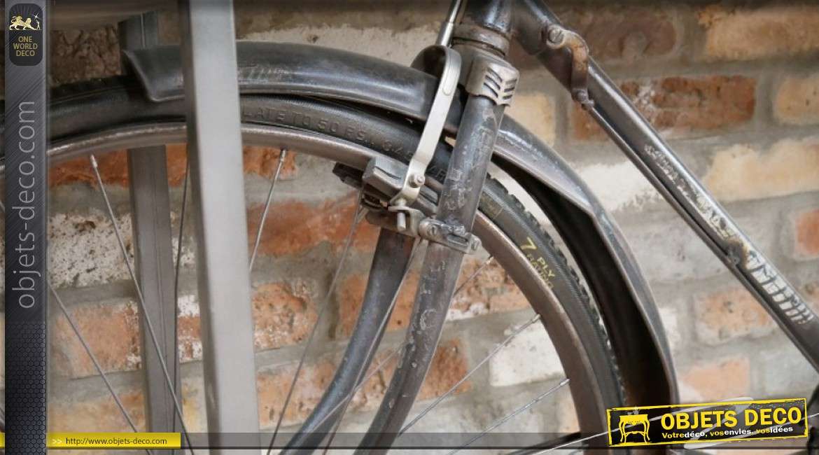 Console rétro industrielle avec grand cadre de bicyclette ancienne 188 cm