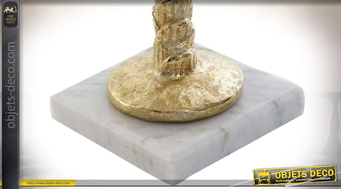 Chandelier doré en forme de palmier sur base en marbre 32,5 cm