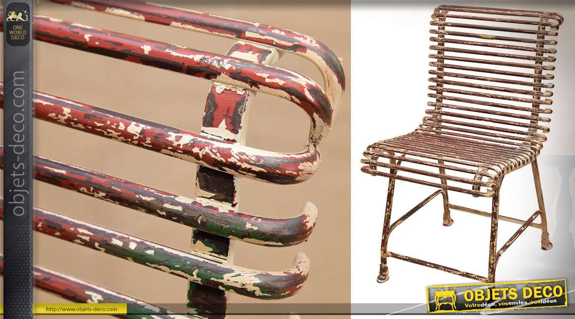 Chaise de jardin en fer forgé métal en 1/2 rond à l'ancienne