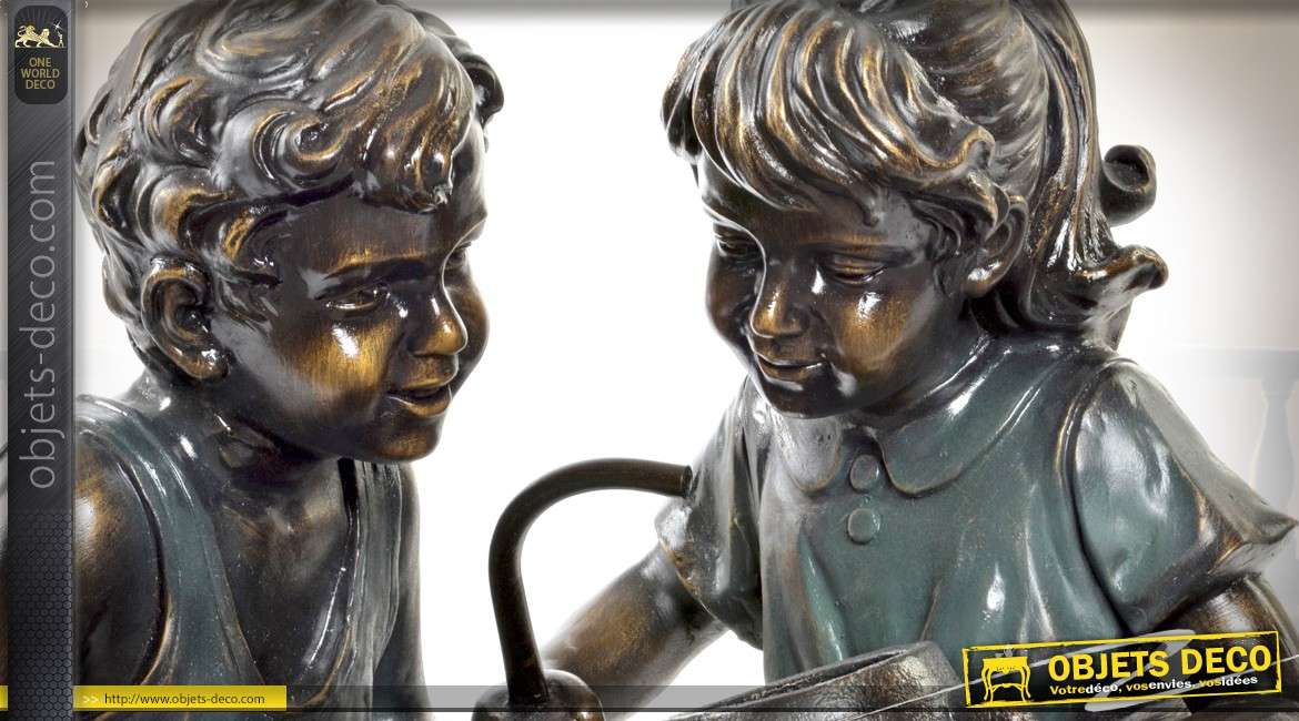 Fontaine décorative d'intérieur : les enfants (imitation bronze) 77 cm