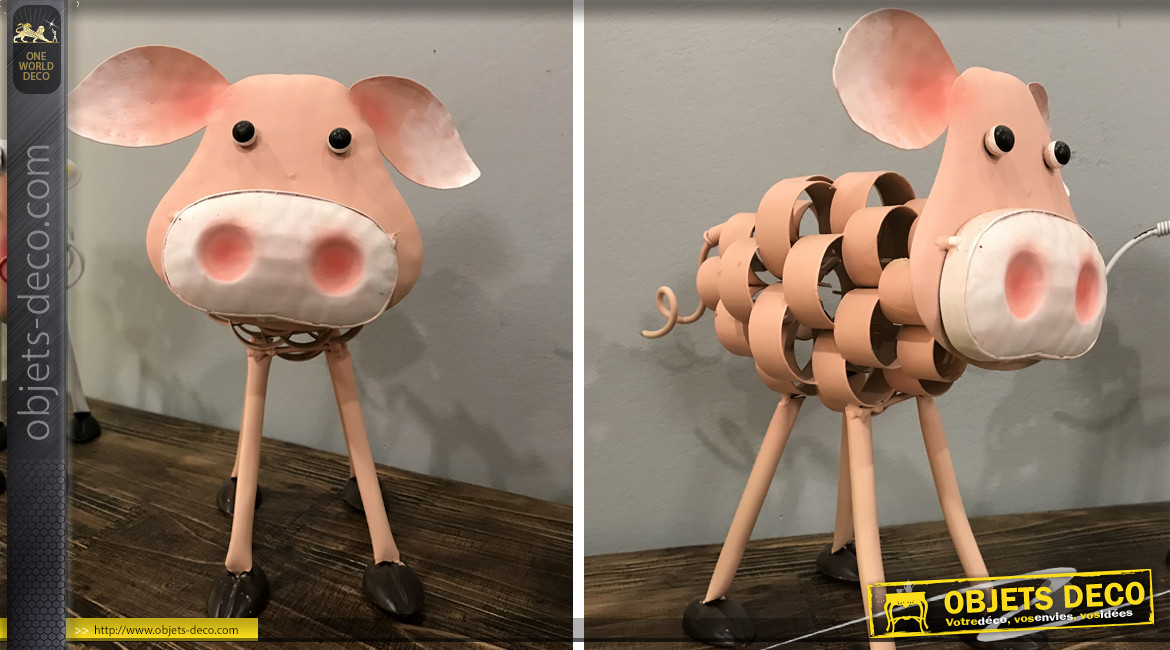 Cochon en métal stylisé - Collection Ferme moderne