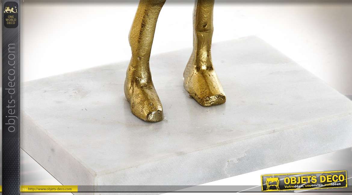 Grande statuette en marbre et aluminium doré personnages 74 cm