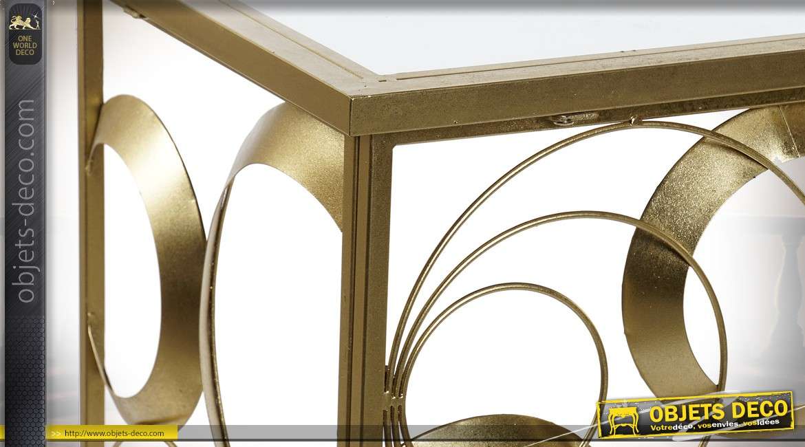 Console design métal doré et miroir motifs géométriques cercles 120 cm