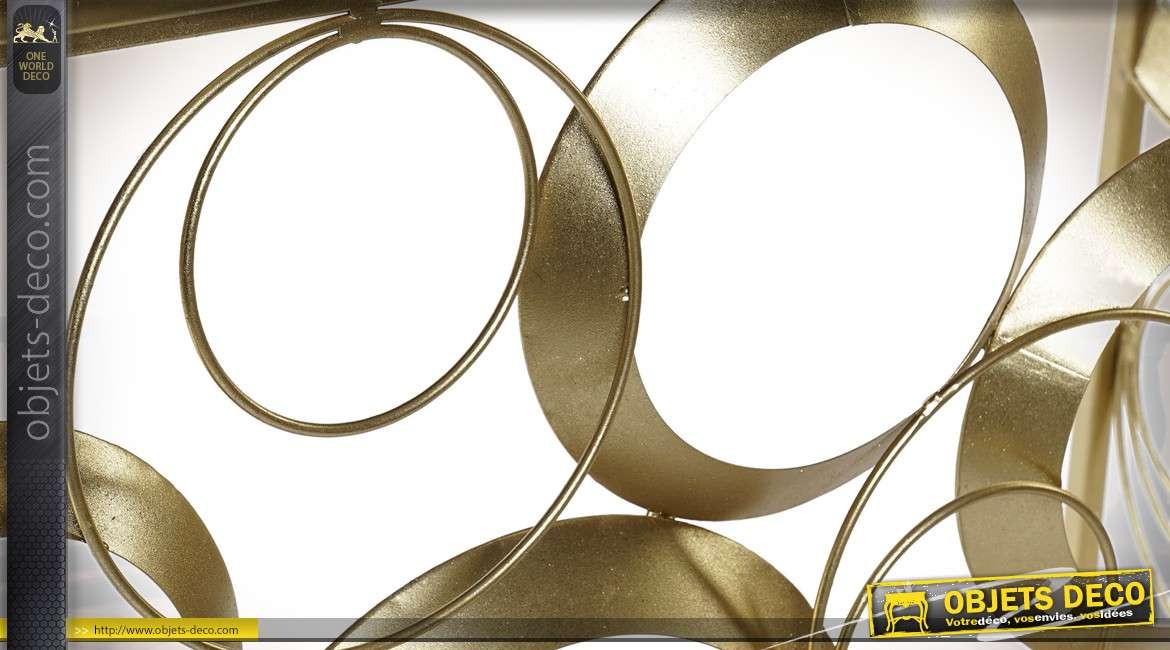 Console design métal doré et miroir motifs géométriques cercles 120 cm
