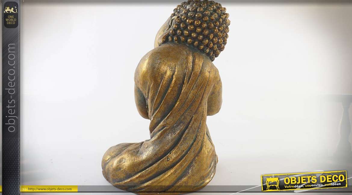 Statuette de bouddha doré effet vieilli 40 cm