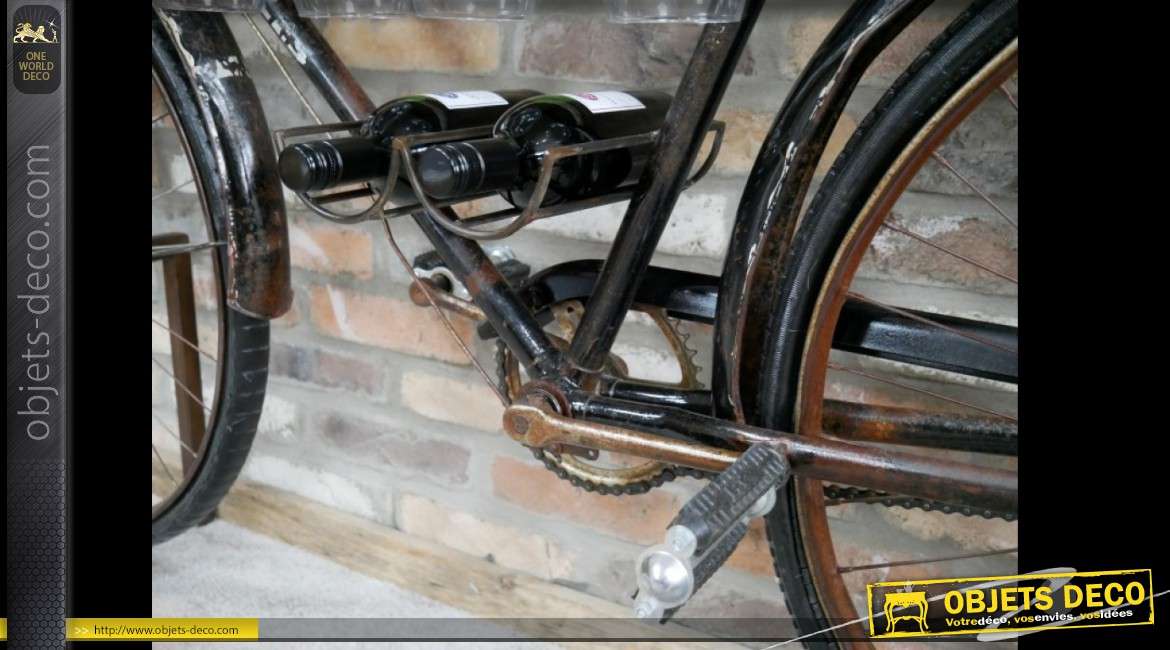 Meuble bar industriel avec ancienne bicyclette 193 cm