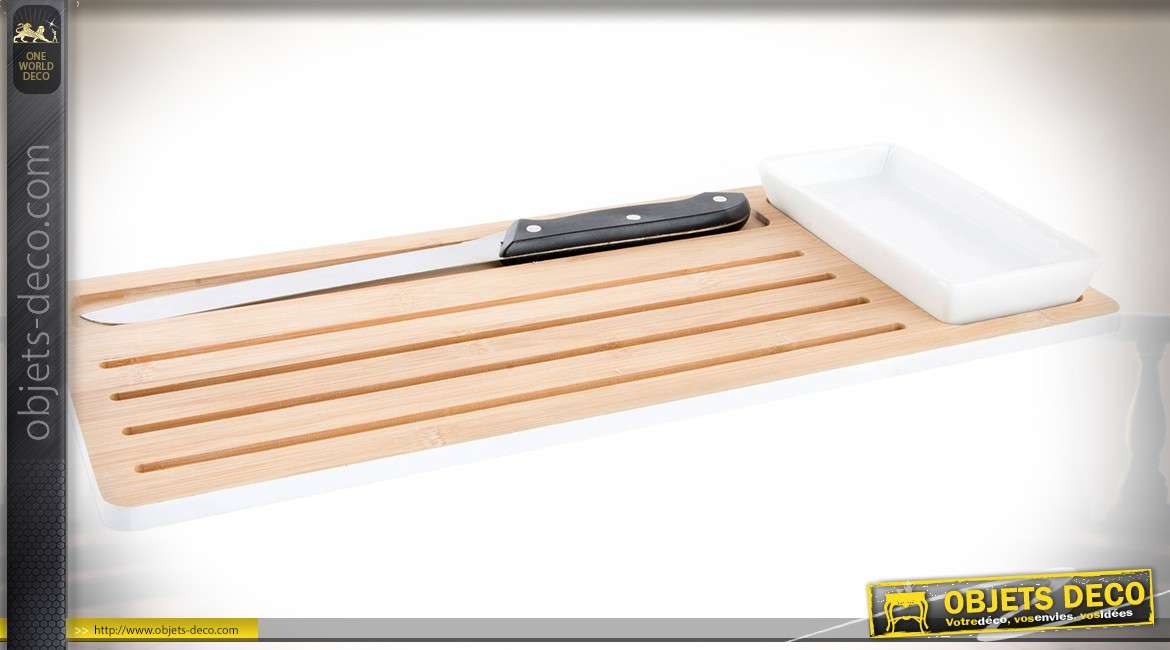 Planche à pain en bambou avec couteau à pain 43 cm