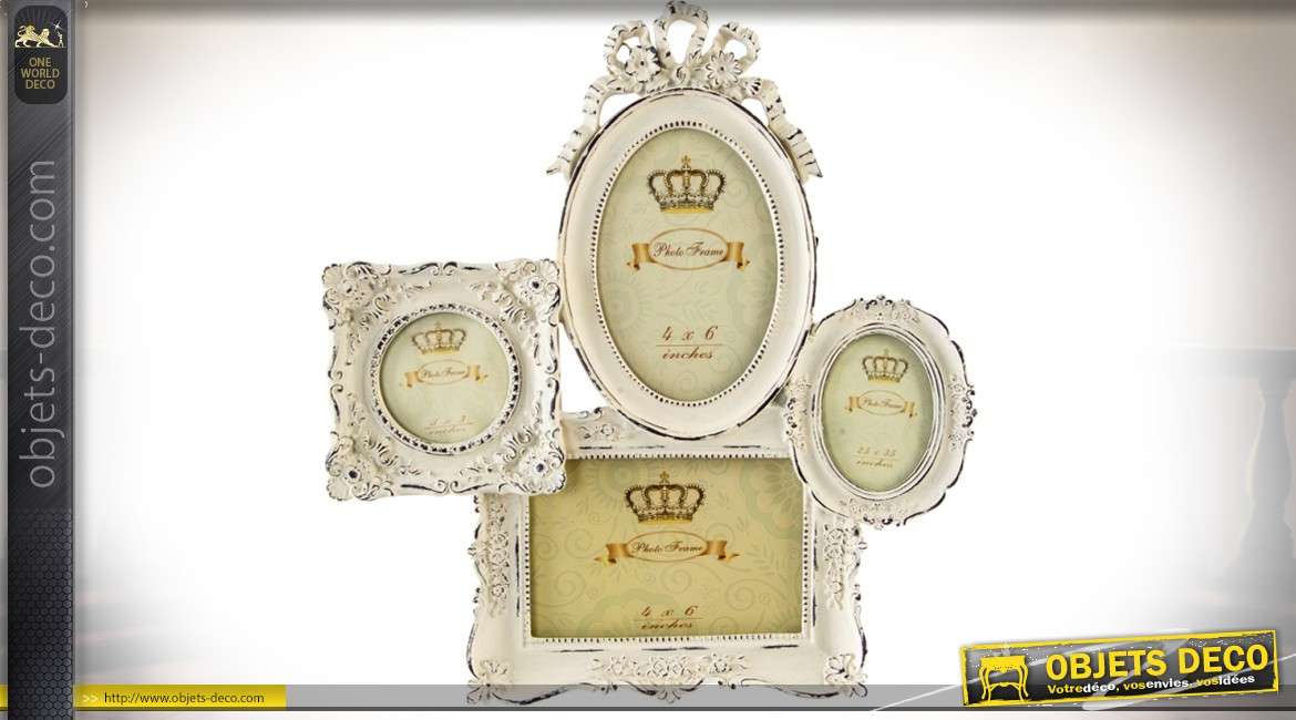 Pêle-mêle de style romantique et baroque à 4 vues finition beige vielli