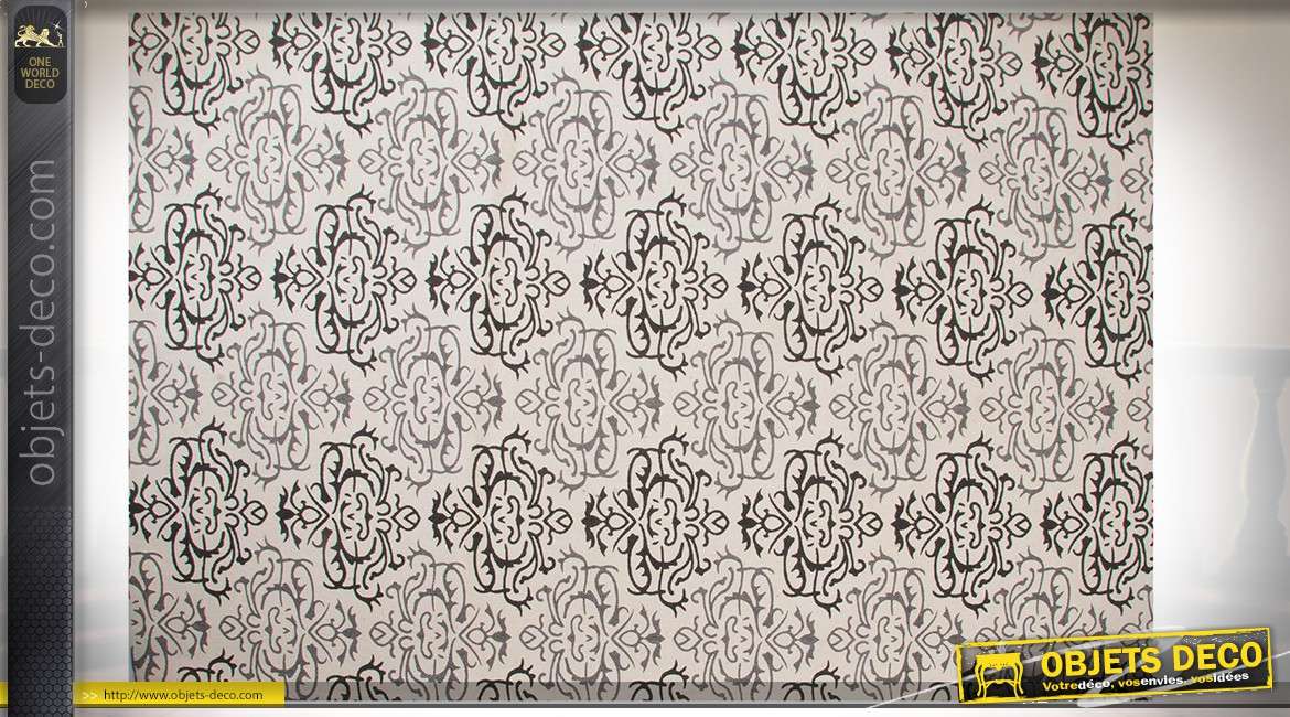Grand tapis 230 x 160 style turc coloris en nuances de gris, tissé en coton