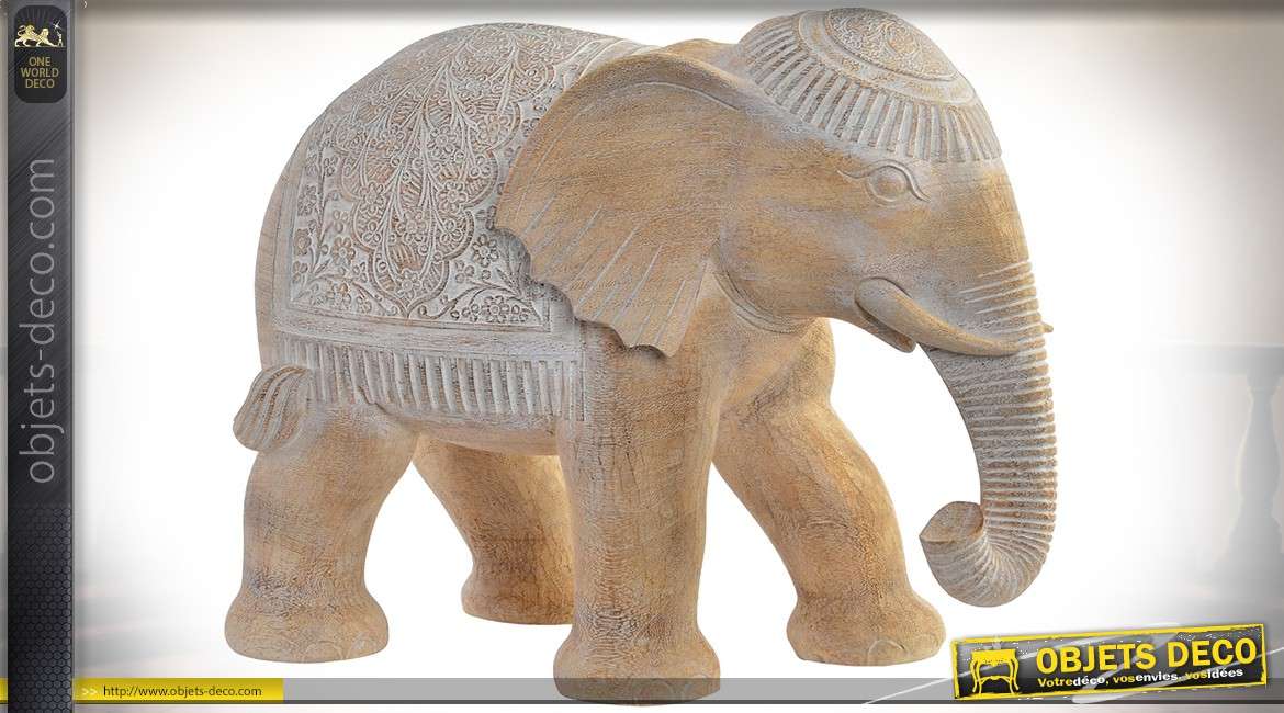 Statuette décorative imitation pierre de sable représentant un éléphant 37,5 cm