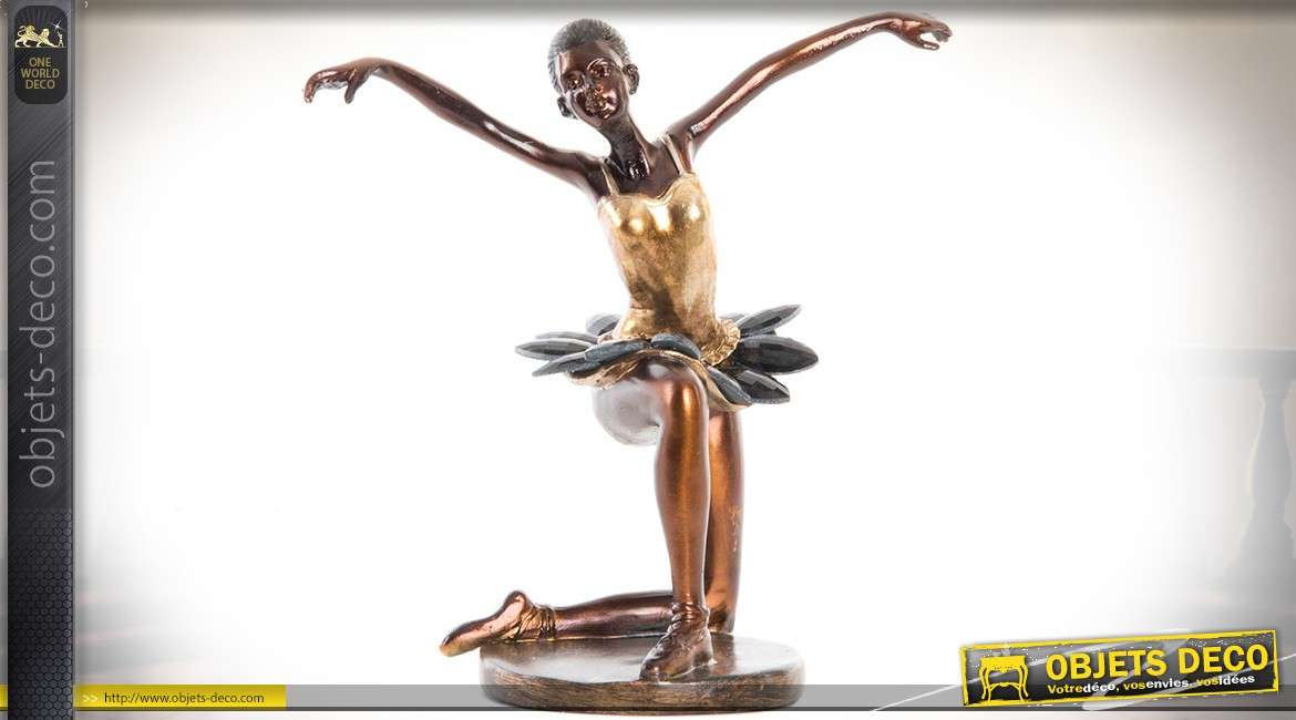 Statuette de danseuse classique, finition imitation bronze cuivré 17 cm