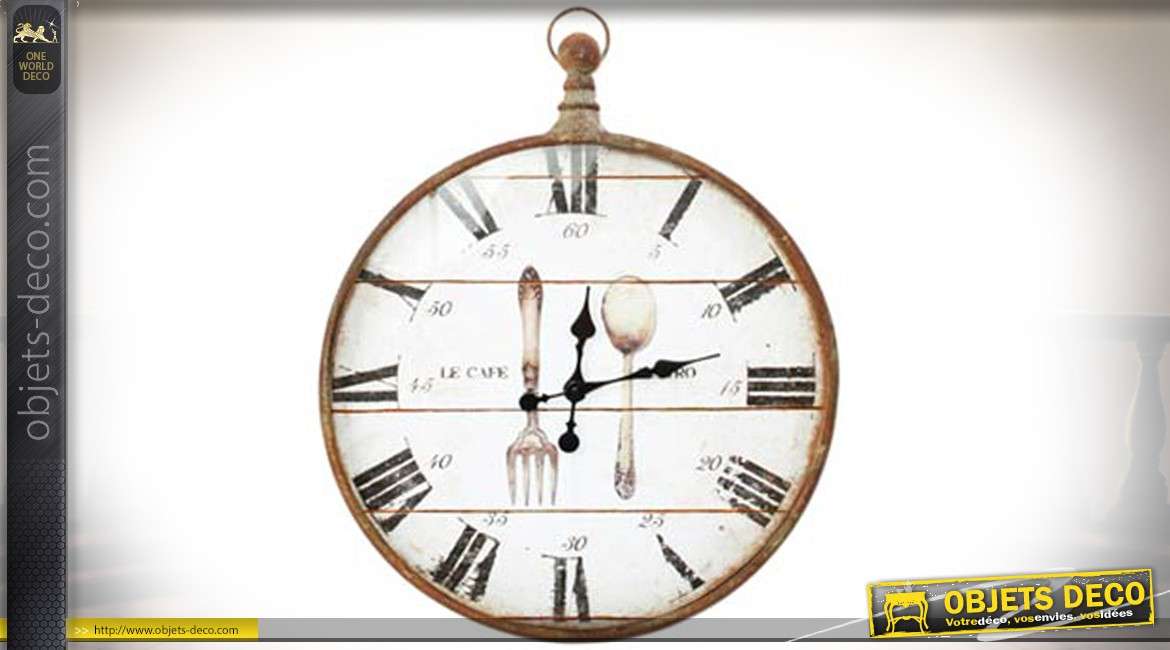 Horloge rétro en forme d'ancienne montre à gousset motifs couverts en argent