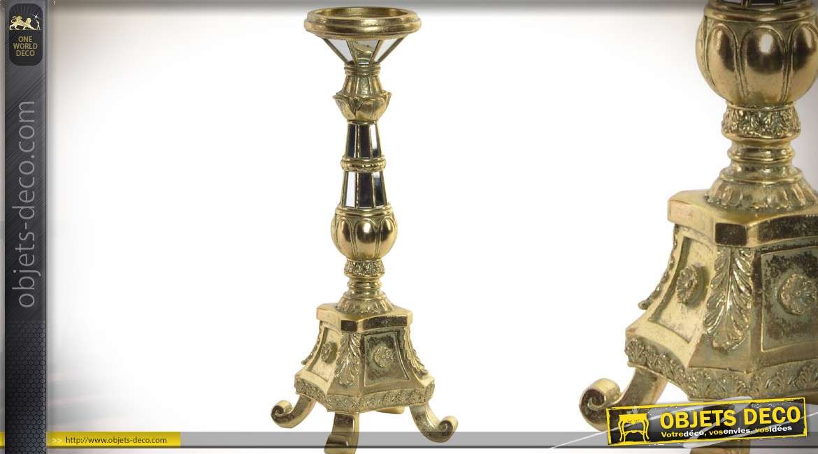 Chandelier classique finition chic et dorée avec incrustations de miroirs 39,5 cm