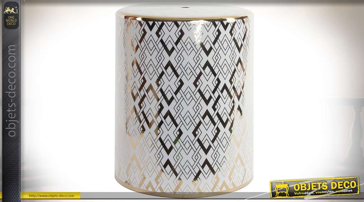 Bout de canapé précieux en porcelaine à motifs géométriques 45 cm
