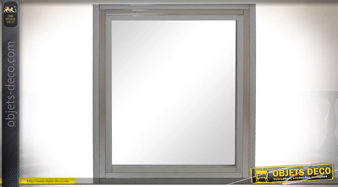 Miroir mural rectangulaire avec encadrement en métal coloris gris clair 98 cm