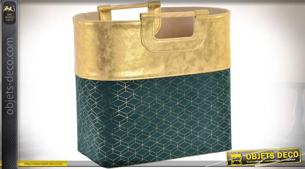 Porte-revue en forme de sac chic vert de chrome et doré satiné brillant