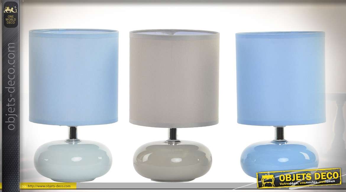 Série de 3 lampes de table en céramique style vintage 22 cm