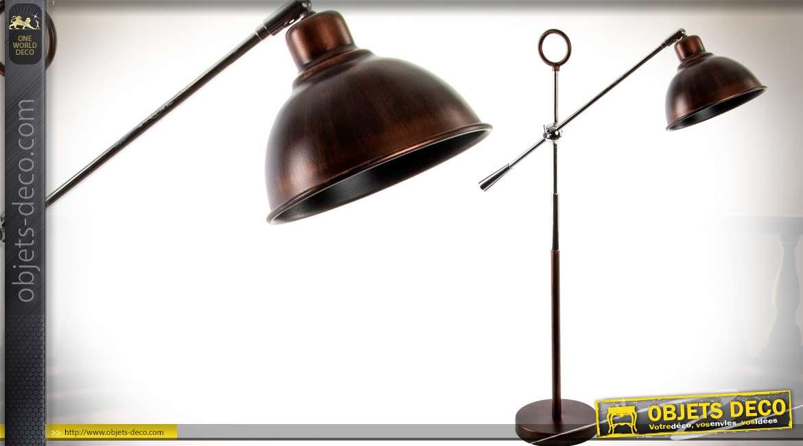 Lampadaire rétro forme grande lampe de bureau chrome et anthracite 74 cm