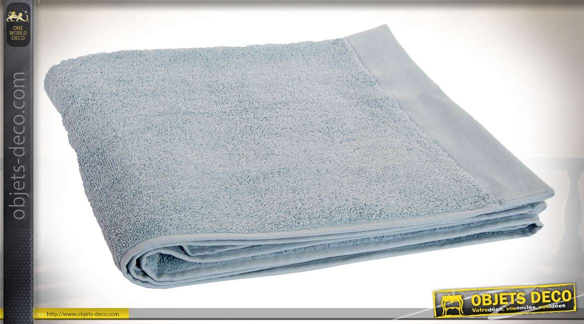 Lot de 4 serviettes de toilette en coton 550 gr coloris bleu vieilli 140 x 70 cm