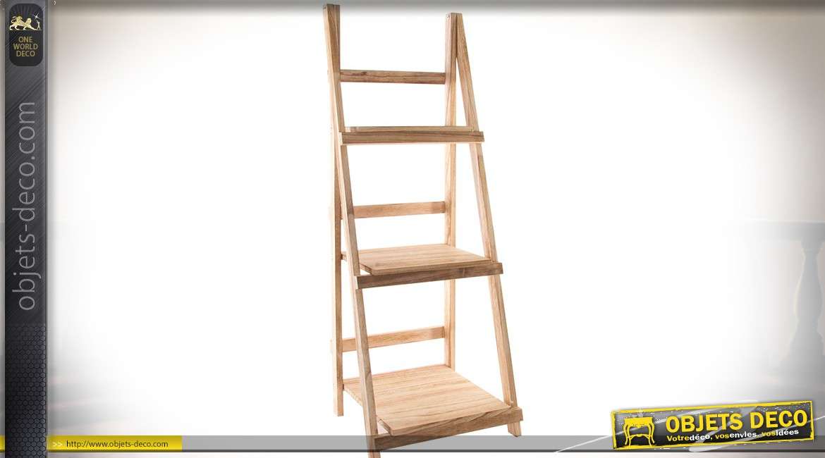 Etagère en escalier en bois clair à trois niveaux 112 cm