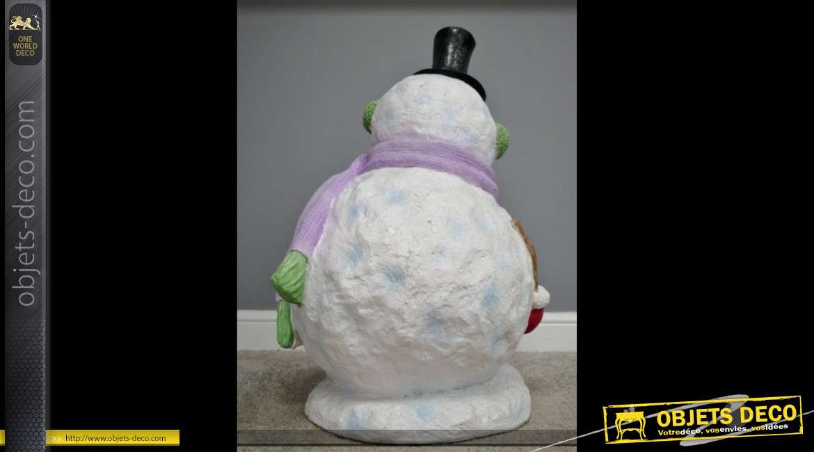 Grand bonhomme de neige décoratif de Noël 80 cm