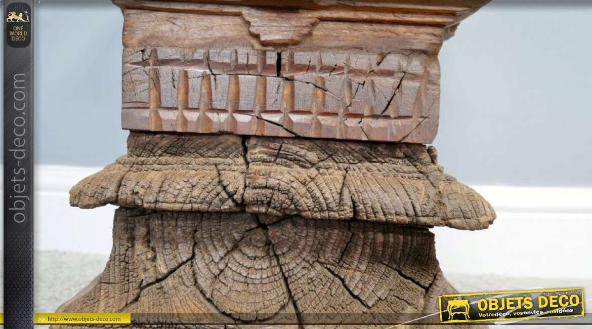 Véritable partie de colonne indienne en bois sculpté, produit authentique 42cm