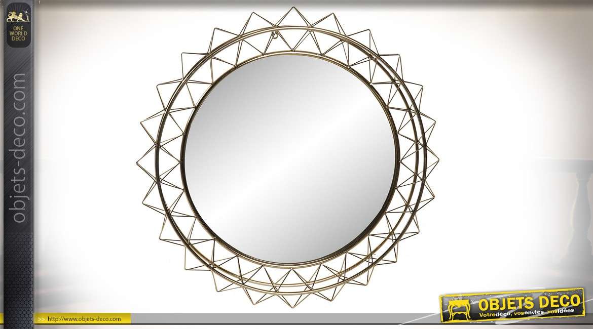 Miroir moderne en métal, encadrement en filaments doublement encerclés, 80cm
