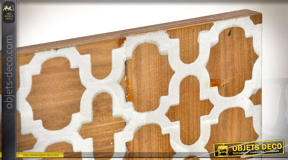Miroir en bois, finition naturel et blanc, motifs dits girafe, esprit moderne 80cm