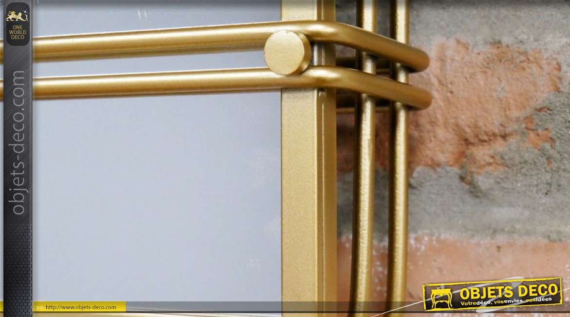 Miroir fabriqué en métal de style moderne, finition doré effet brossé 81cm