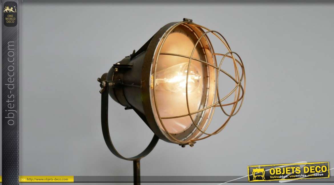 Lampe sur pied en métal, style industriel rétro finition ancienne, ajustable, 140cm