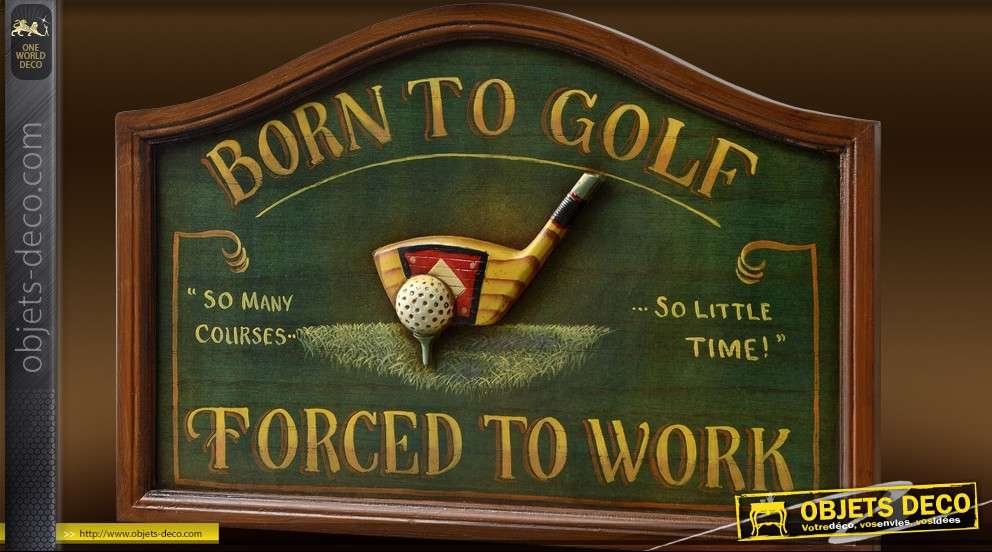 Tableau en bois Born to Golf
